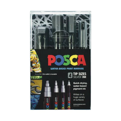 POSCA set of 4 paint pen tips in Silver colour Australia