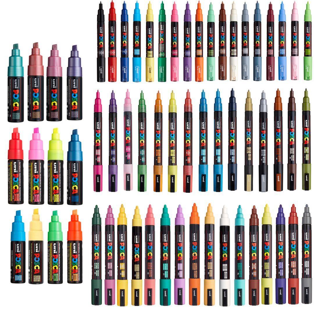62 POSCA Pens, PC1M, PC3M, PC5M & PC8K