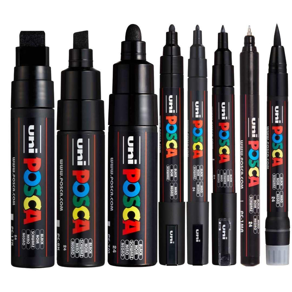 POSCA Assorted Tips - Black ink colour Only - 8 Pack - Colourverse