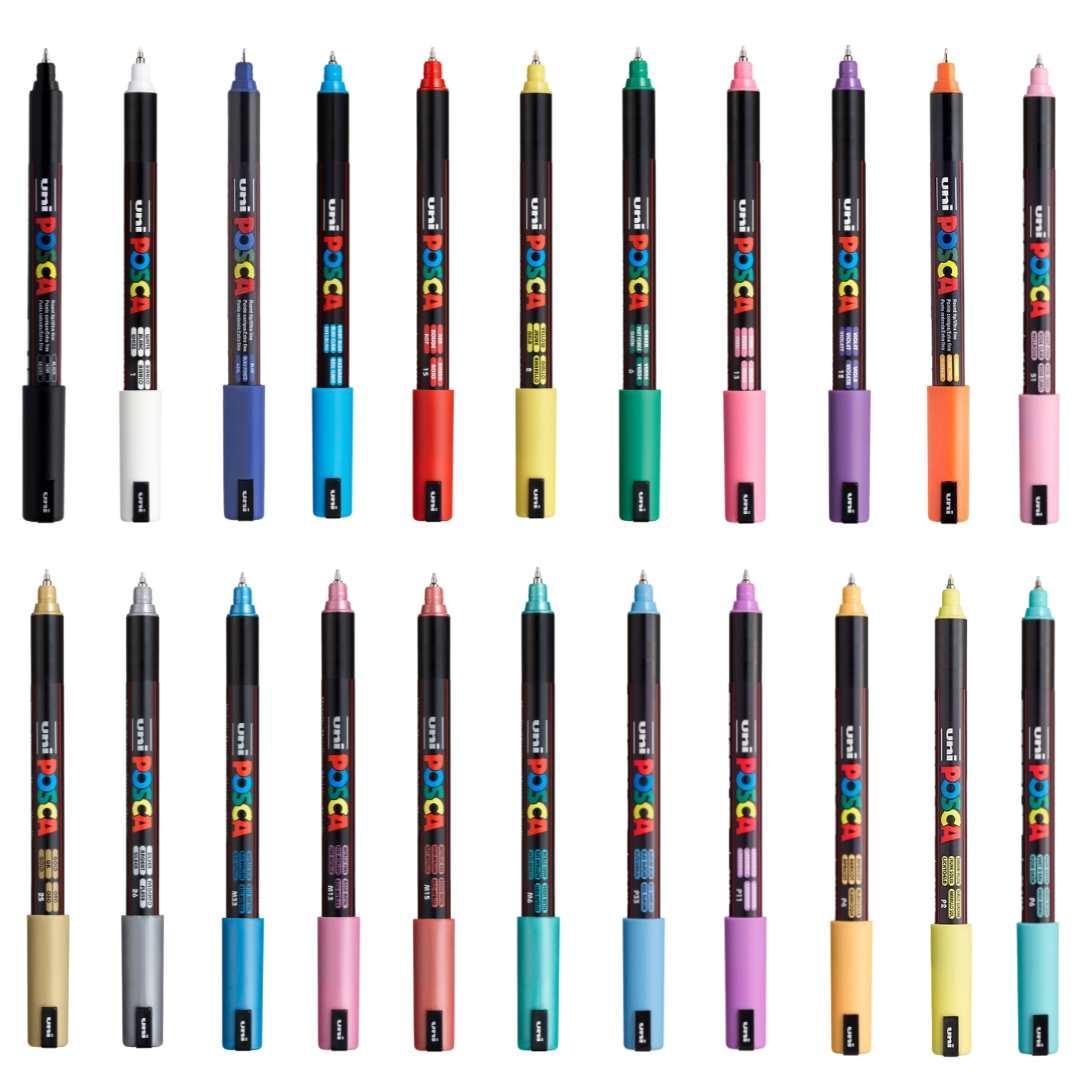 Uni Posca PC-1MR Paint Marker Art Pen Set - Full Range 16 Pen Set - All  Colours