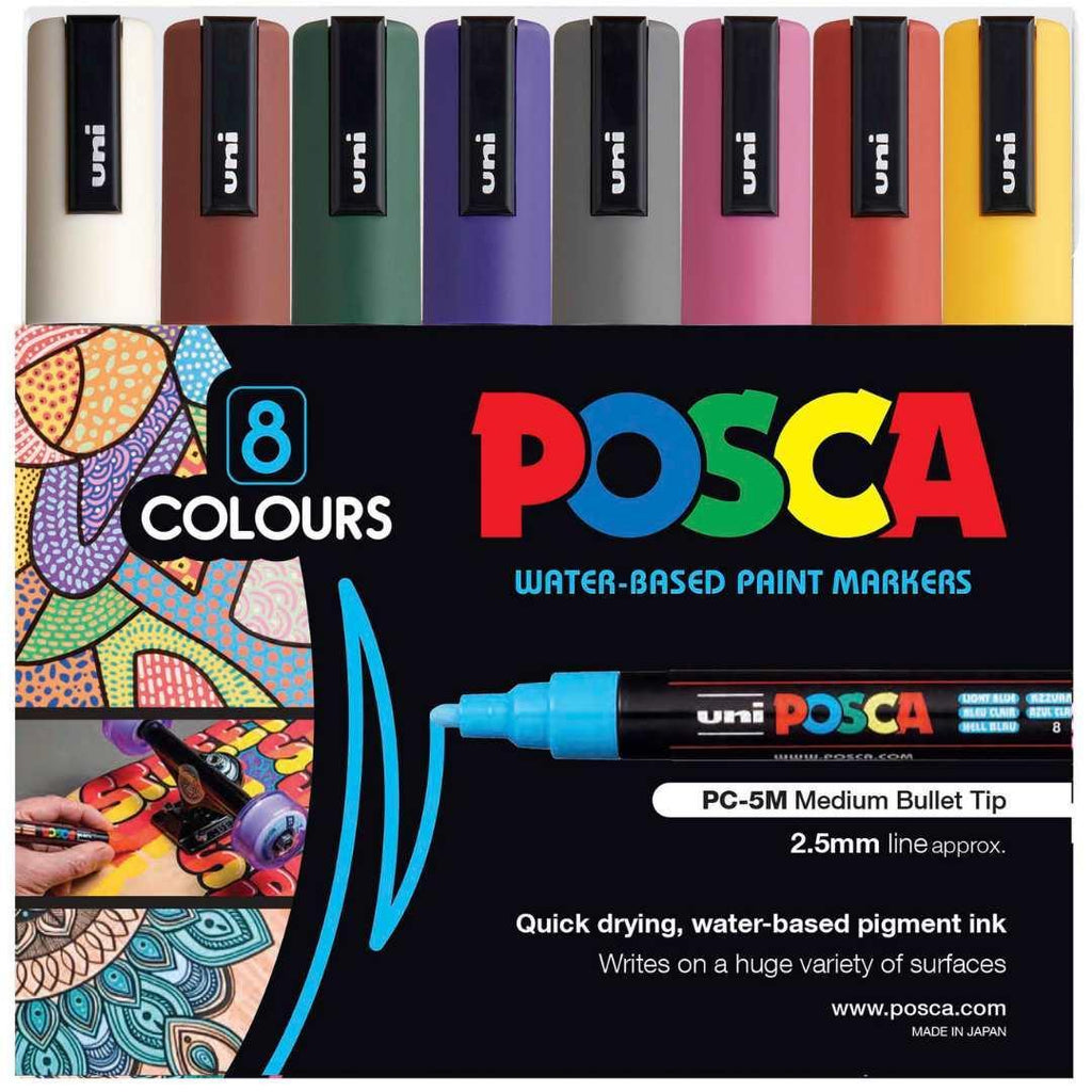 POSCA PC5M Paint Marking Pen - DARK COLOURS - Set of 8 - Colourverse