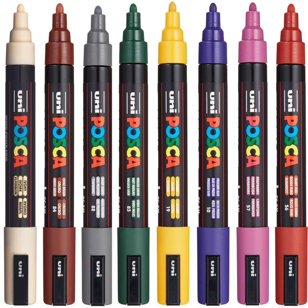 POSCA PC5M Paint Marking Pen - DARK COLOURS - Set of 8 - Colourverse