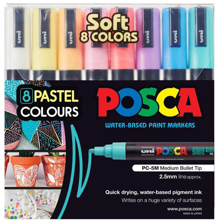 Posca PC-5M Medium Metallic Color Paint Marker Set (8-Color)