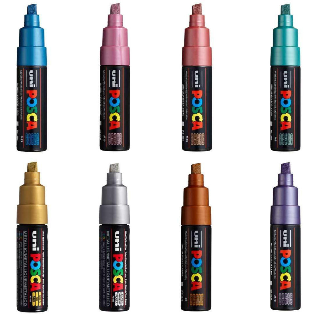 POSCA PC8K Paint Marking Pen - METALLIC COLOURS - 8 Pack - Colourverse